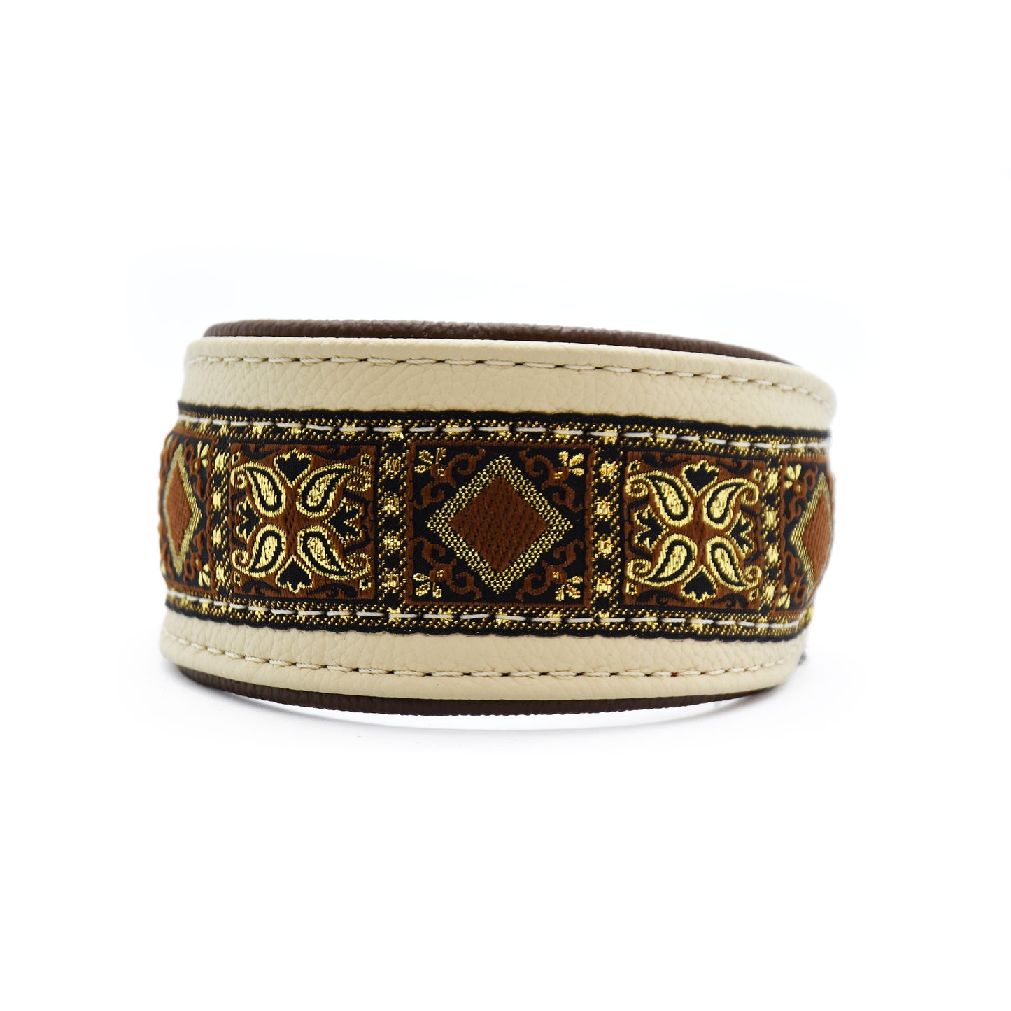 Halsband HAZEL mit Borte | Windhund | gepolstertes Lederhalsband