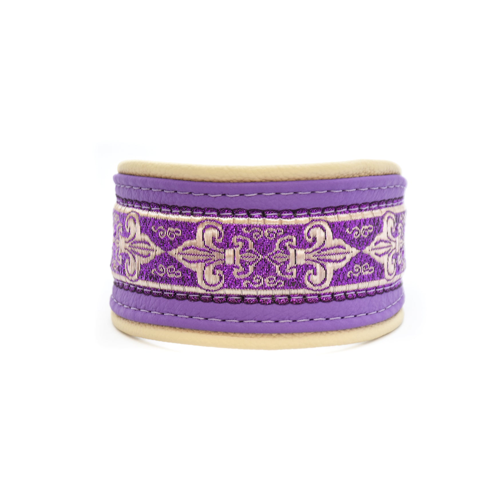 Gepolstertes Windhundhalsband aus Leder in violett