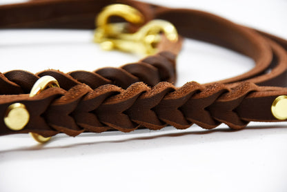 TWIN BRAID Fettlederleine | zweifarbige Hundeleine aus Fettleder