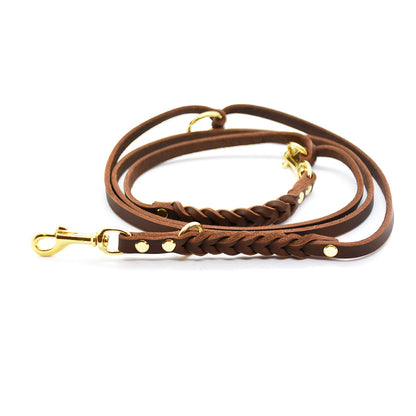TWIN BRAID Fettlederleine | zweifarbige Hundeleine aus Fettleder
