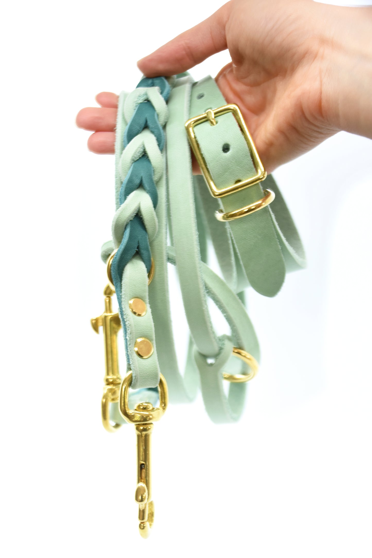 TWIN BRAID Fettlederleine | zweifarbige Hundeleine aus Fettleder