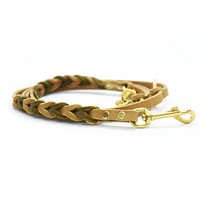 TWIN BRAID Fettlederleine | zweifarbige Hundeleine aus Fettleder