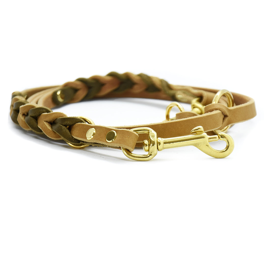 TWIN BRAID Fettlederleine | zweifarbige Hundeleine aus Fettleder