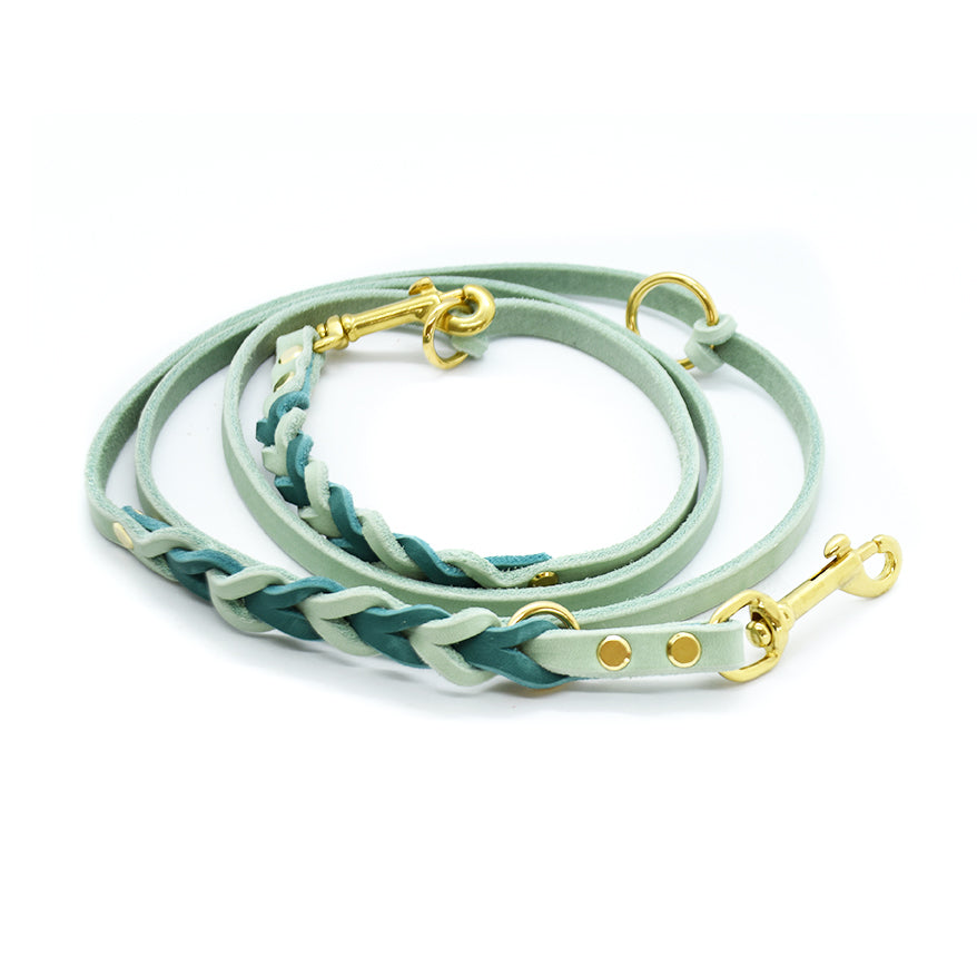 TWIN BRAID Fettlederleine | zweifarbige Hundeleine aus Fettleder