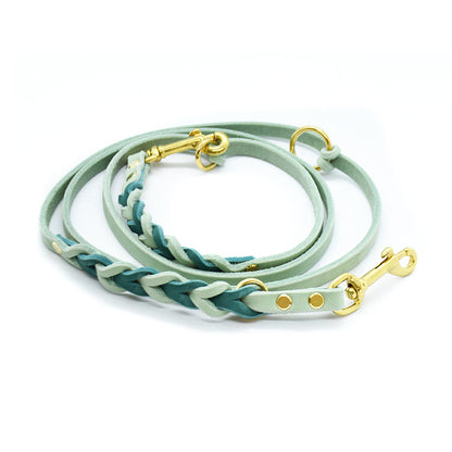 TWIN BRAID Fettlederleine | zweifarbige Hundeleine aus Fettleder