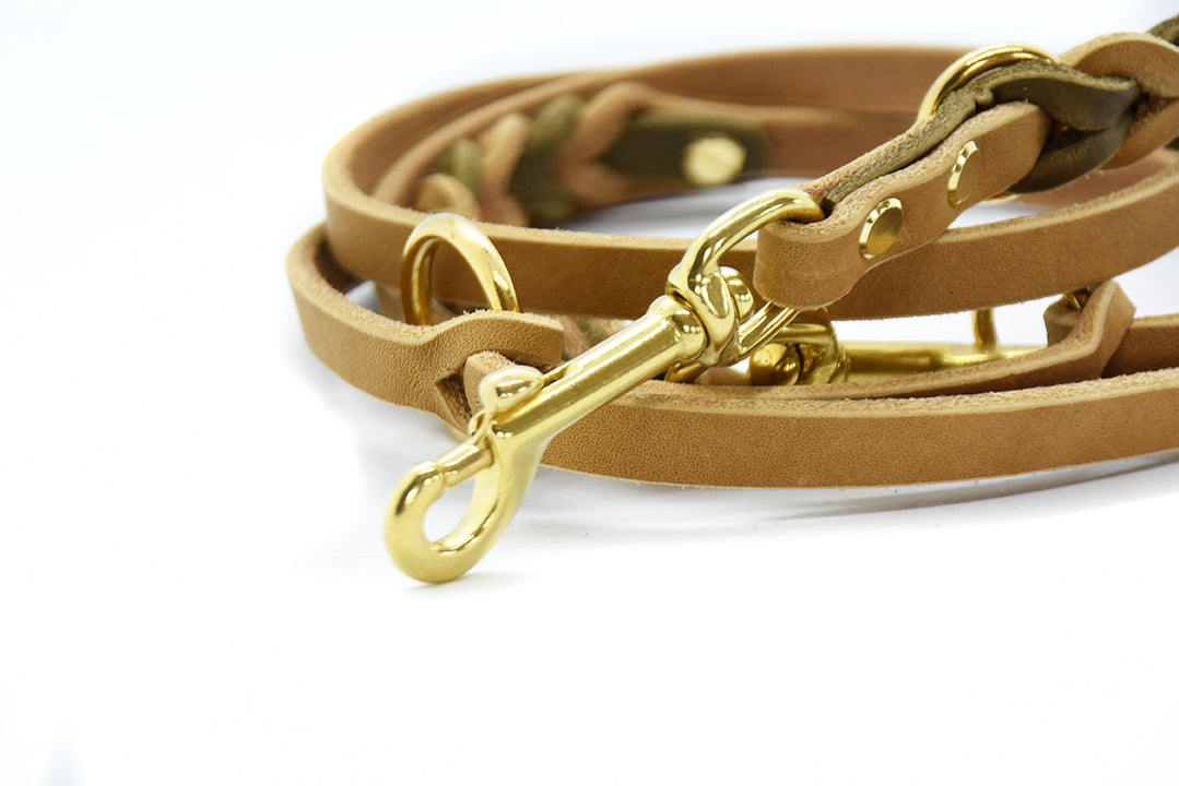 TWIN BRAID Fettlederleine | zweifarbige Hundeleine aus Fettleder
