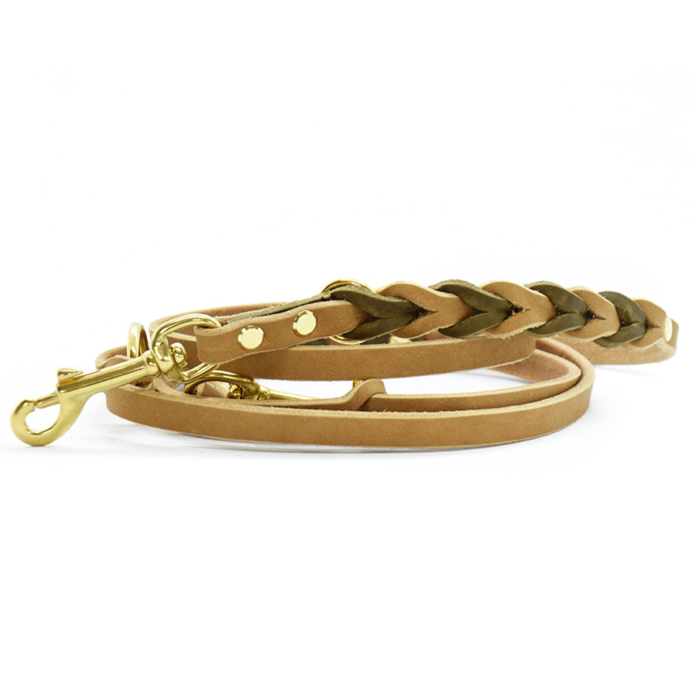 TWIN BRAID Fettlederleine | zweifarbige Hundeleine aus Fettleder