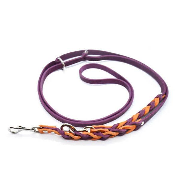 TWIN BRAID Fettlederleine | zweifarbige Hundeleine aus Fettleder